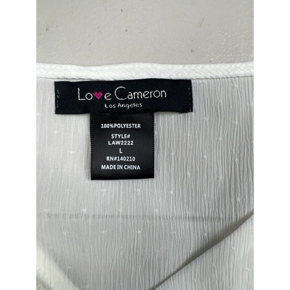 Love Cameron Women LARGE Off White Strappy V Tank Top Loose Casual Shirt Blouse - Picture 2 of 7